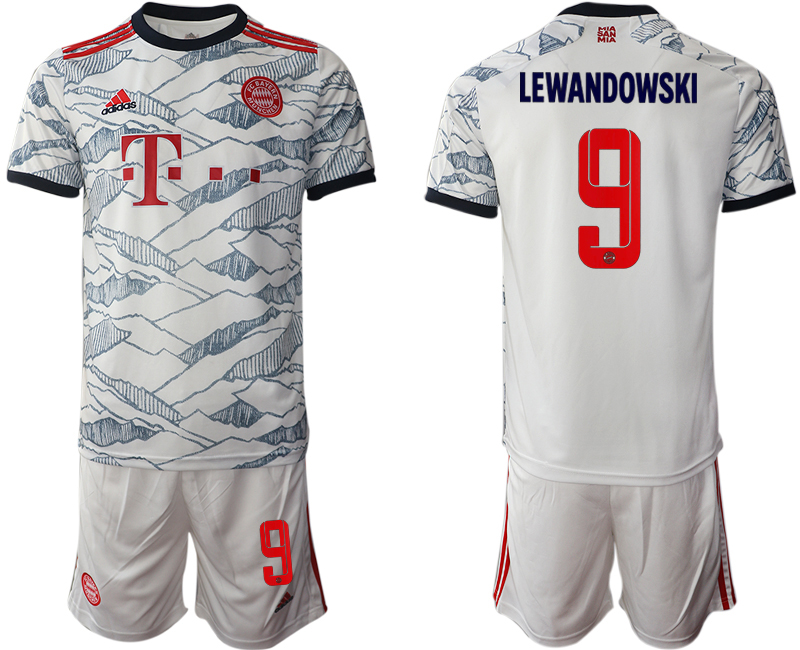 Men 2021-2022 Club Bayern Munich away white #9 Soccer Jersey->bayern munich jersey->Soccer Club Jersey